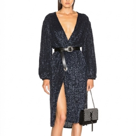 Retrofete black sequin duster jacket / midi wrap dress - Small - Picture 2 of 8